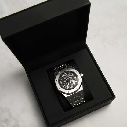 SEIKO MOD | ROYAL OKA | SILVER | BLACK SKELETON DIAL