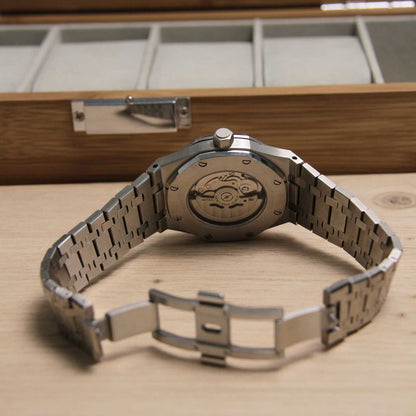 SEIKO MOD | ROYAL OKA | SILVER | BLACK SKELETON DIAL