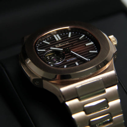 SEIKO MOD | NUATILUS |ROSE GOLD | CHOCOLATE OPEN HEART DIAL