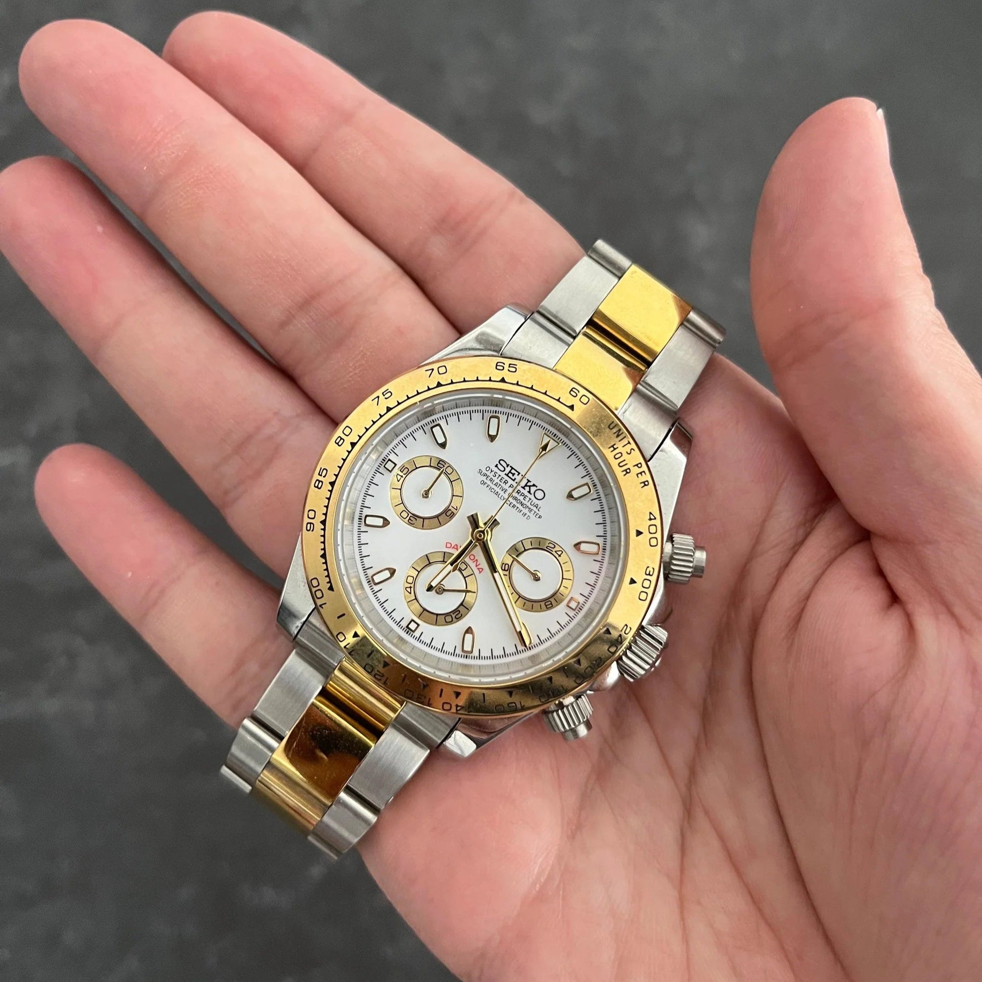 SEIKO MOD | DAYTONA | TWO TONE | WHITE INDEX DIAL