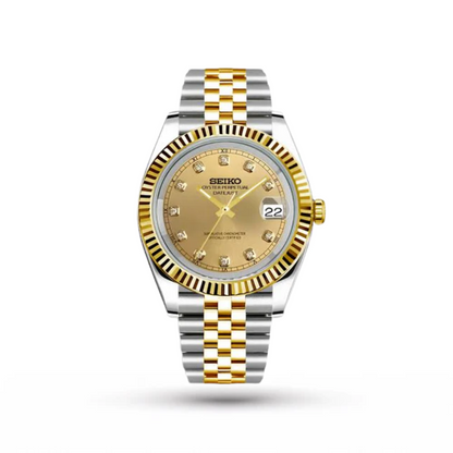 SEIKO MOD | DATE JUST | TWO TONE YELLOW | YELLOW GOLD STONE DIAL