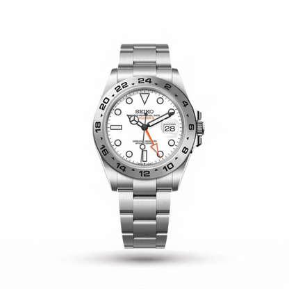SEIKO MOD | EXPLORER GMT | SILVER | WHITE DIAL