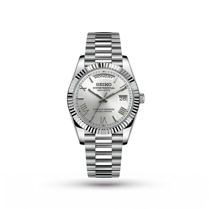 SEIKO MOD | DAY DATE | SILVER | WHITE ROMAN DIAL