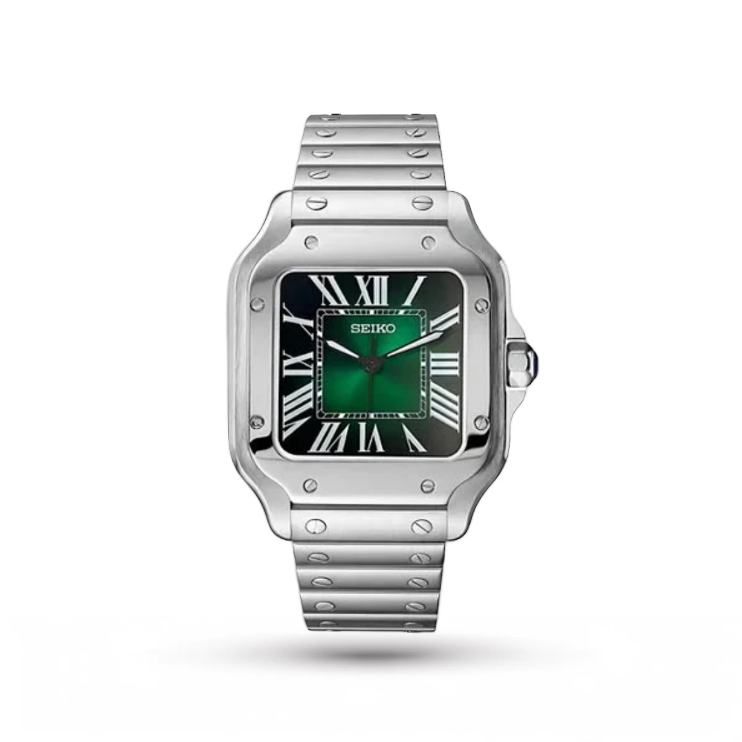 SEIKO MOD | SANTOS | SILVER | FOREST GREEN ROMAN DIAL