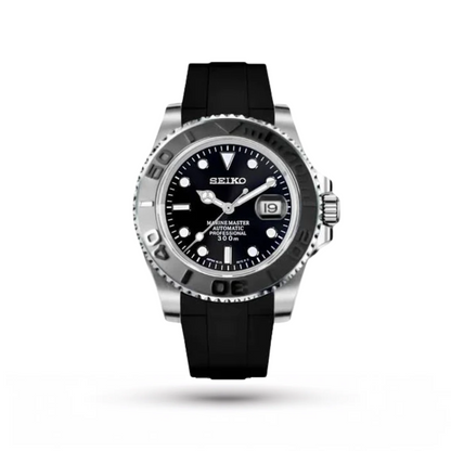 SEIKO MOD | YATCH MASTER| BLACK SILVER | BLACK DIAL