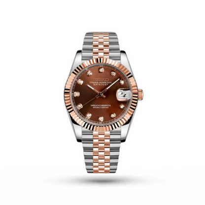SEIKO MOD | DATE JUST | TWO TONE ROSE GOLD | CHOCOLATE DIOMAND DIAL