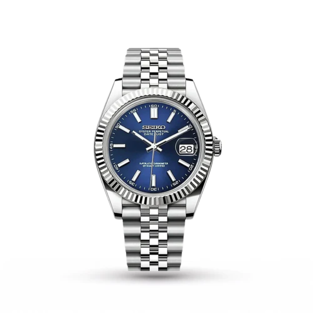 SEIKO MOD | DATE JUST | SILVER | BLUE INDEX DIAL