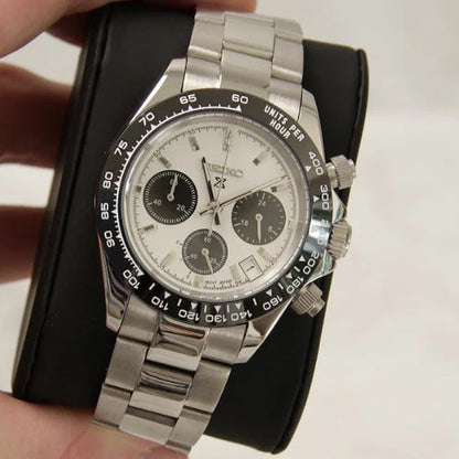 SEIKO MOD | DAYTONA  | SILVER  | WHITE INDEX DIAL