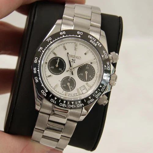 SEIKO MOD | DAYTONA  | SILVER  | WHITE INDEX DIAL