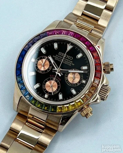 SEIKO MOD | DAYTONA RAINBOW | ROSE GOLD | BLACK DIAL