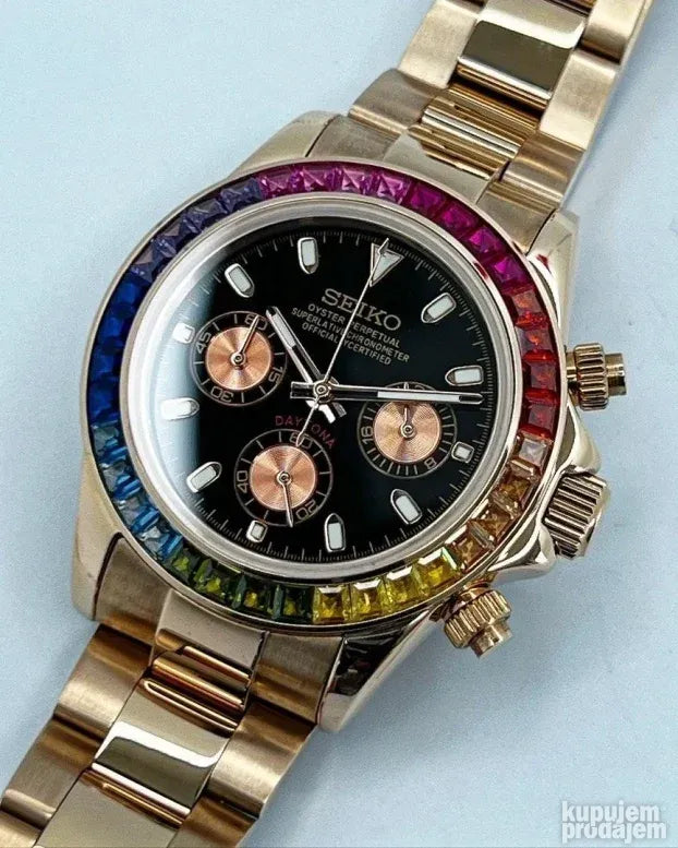 SEIKO MOD | DAYTONA RAINBOW | ROSE GOLD | BLACK DIAL