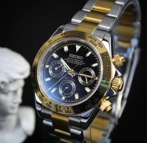 SEIKO MOD | DAYTONA  | TWO TONE | BLACK DIAL