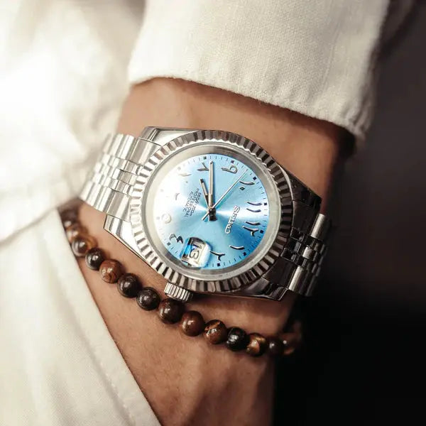 SEIKO MOD | DATE JUST | SILVER | ICE BLUE ARABIC DIAL
