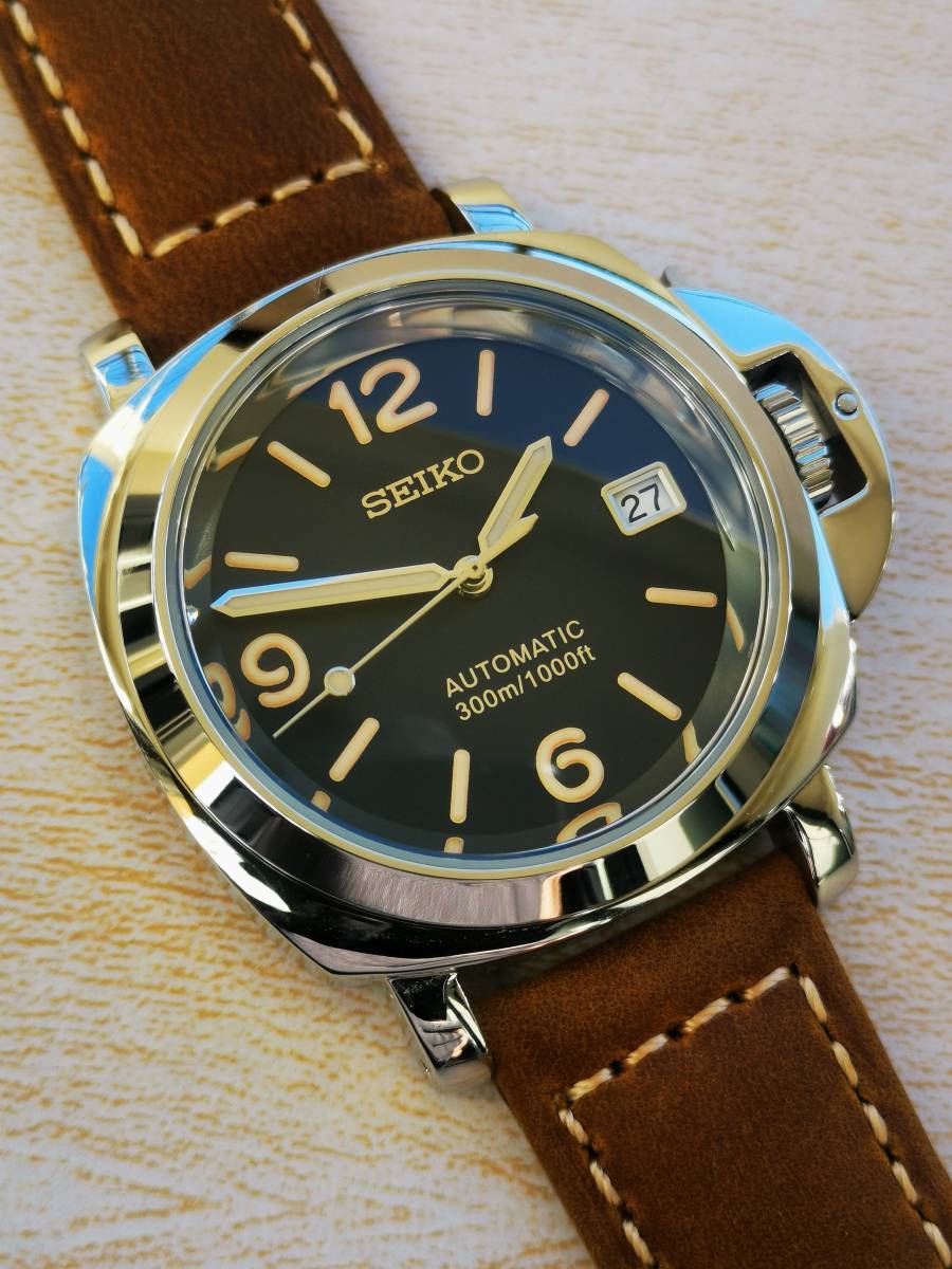 SEIKO MOD | PANARAI DATE | CAMEL BROWN | BLACK INDEX DIAL