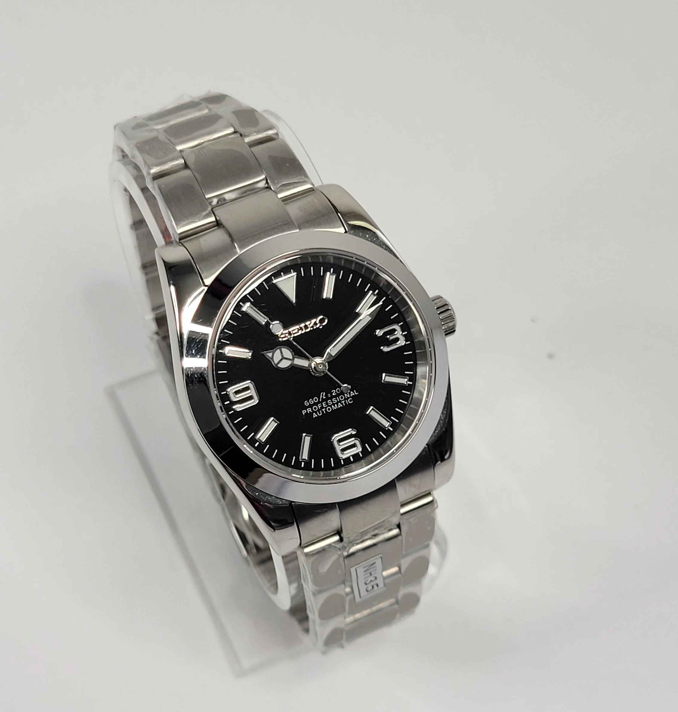 SEIKO MOD | EXPLORER OYESTER | SILVER | BLACK DIAL