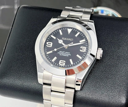 SEIKO MOD | EXPLORER OYESTER | SILVER | BLACK DIAL