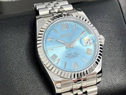 SEIKO MOD | DATE JUST | SILVER | ICE BLUE ROMAN DIAL
