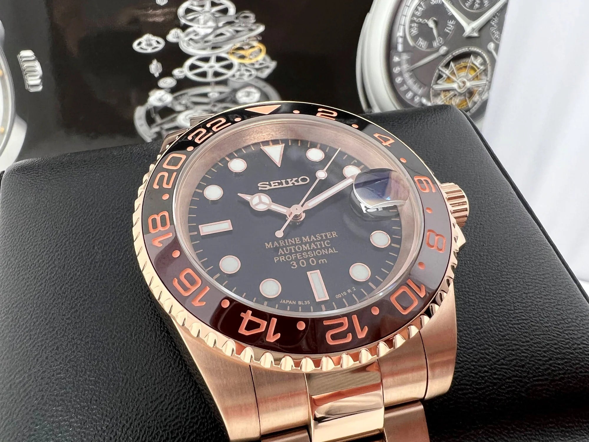 SEIKO MOD | ROOT BEAR | ROSE GOLD | BLACK DIAL