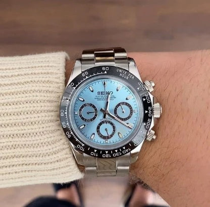 SEIKO MOD | DAYTONA | SILVER | ICE BLUE DIAL