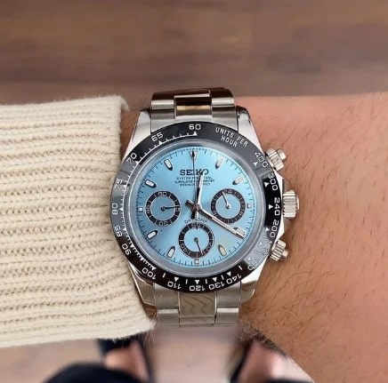 SEIKO MOD | DAYTONA | SILVER | ICE BLUE DIAL