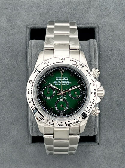 SEIKO MOD | DAYTONA | SILVER | FOREST GREEN INDEX DIAL