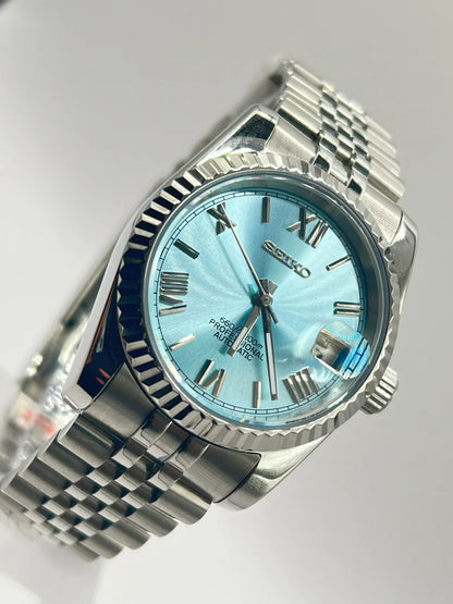 SEIKO MOD | DATE JUST | SILVER | ICE BLUE ROMAN DIAL