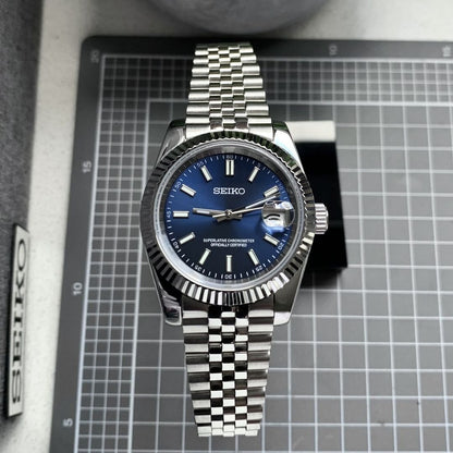 SEIKO MOD | DATE JUST | SILVER | BLUE INDEX DIAL