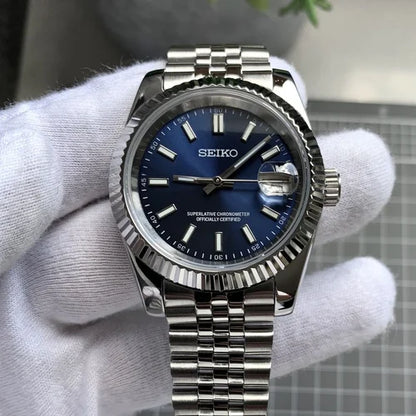 SEIKO MOD | DATE JUST | SILVER | BLUE INDEX DIAL