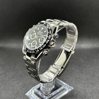 SEIKO MOD | DAYTONA| SILVER | BLACK DIAL