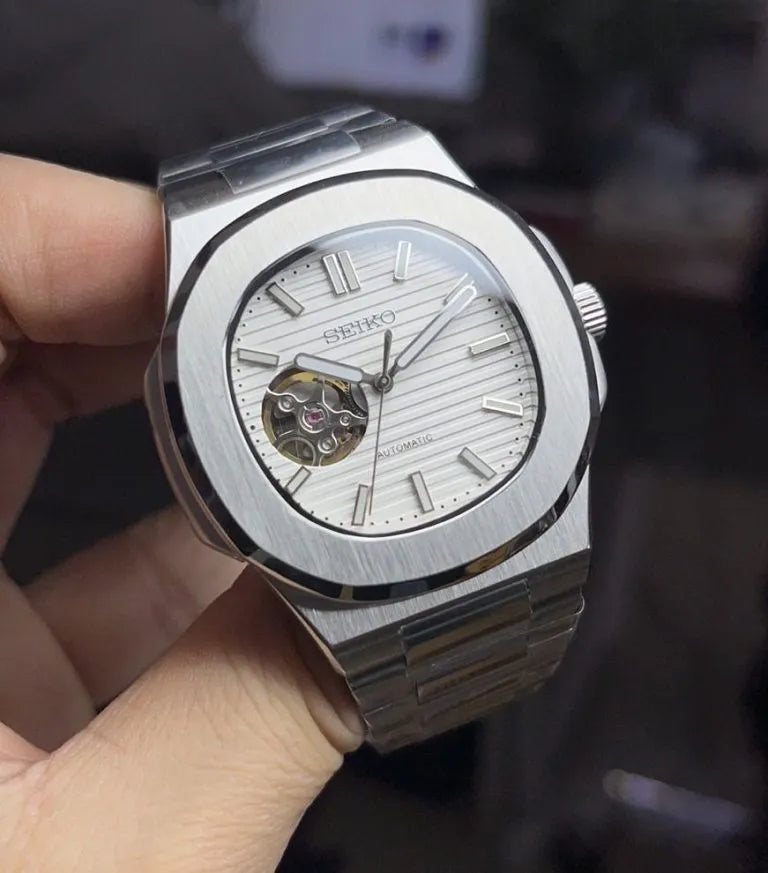 SEIKO MOD | NAUTILUS | SILVER | WHITE OPEN HEART INDEX DIAL