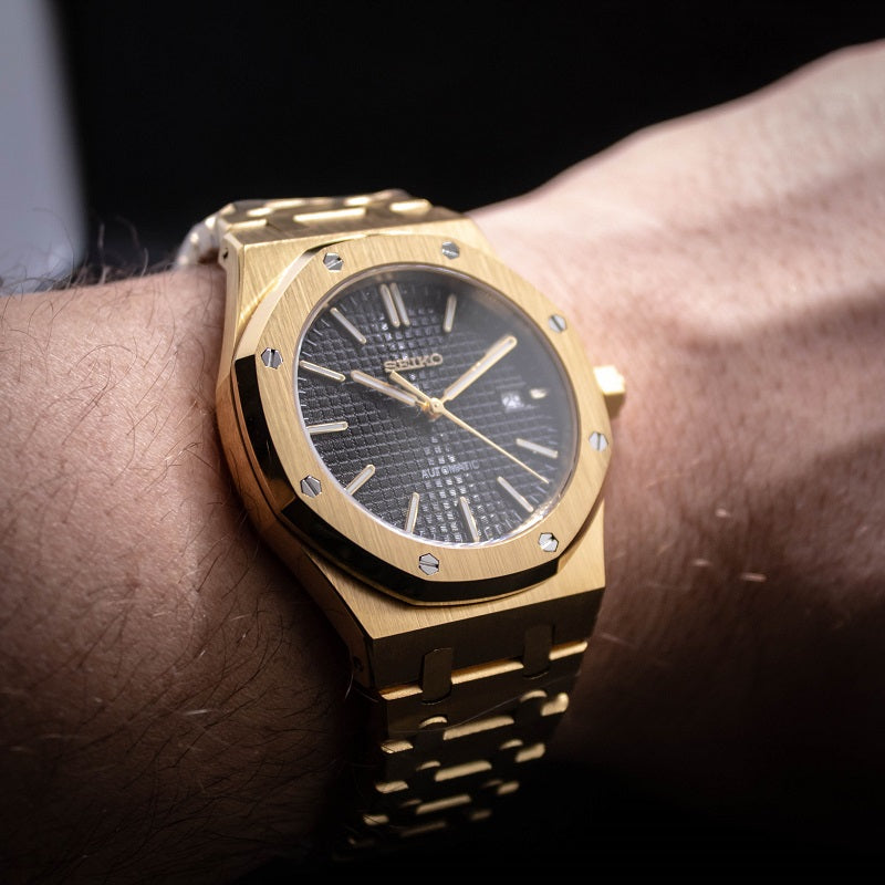 SEIKO MOD | ROYAL OAK | IMPERIAL GOLDEN | BLACK INDEX DIAL