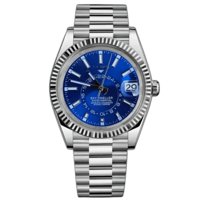 SEIKO MOD | SKY DWELLER DATE | SILVER | BLUE INDEX DIAL