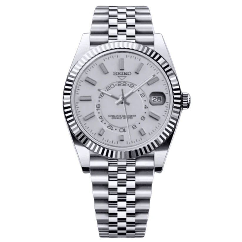 SEIKO MOD | SKY DWELLER DATE | SILVER | WHITE INDEX DIAL