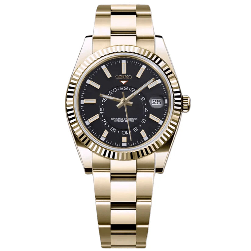 SEIKO MOD | SKY DWELLER | GOLDEN | BLACK INDEX DIAL