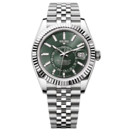 SEIKO MOD | SKY DWELLER DATE | SILVER | OLIVE GREEN INDEX DIAL