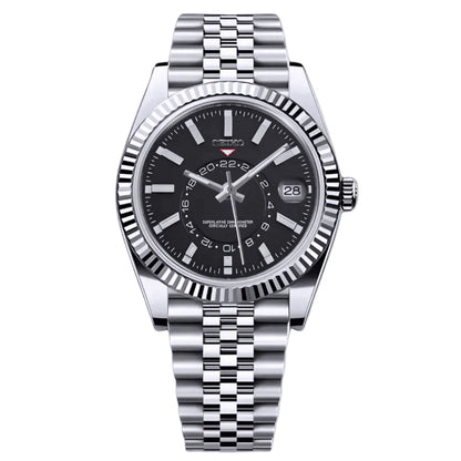 SEIKO MOD | SKY DWELLER DATE JUST | SILVER | BLACK INDEX DIAL