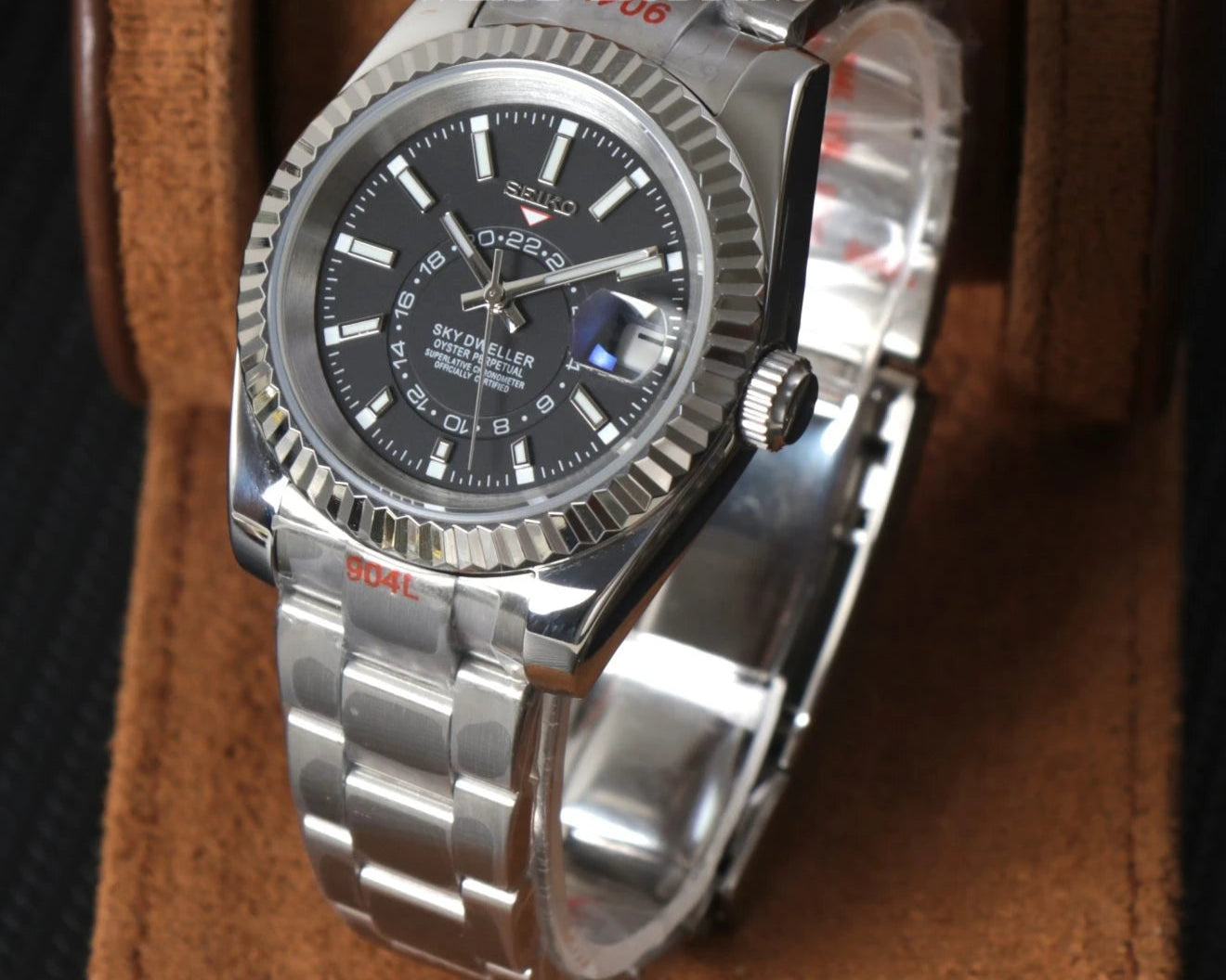 SEIKO MOD | SKY DWELLER DATE JUST | SILVER | BLACK INDEX DIAL