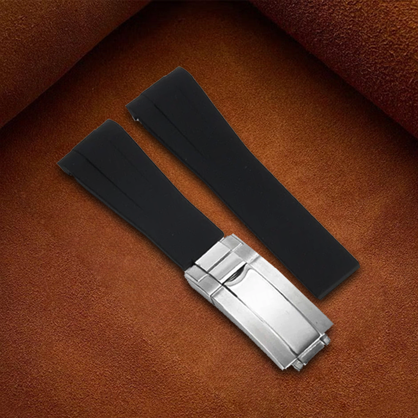 Universal Black Rubber Watch Strap